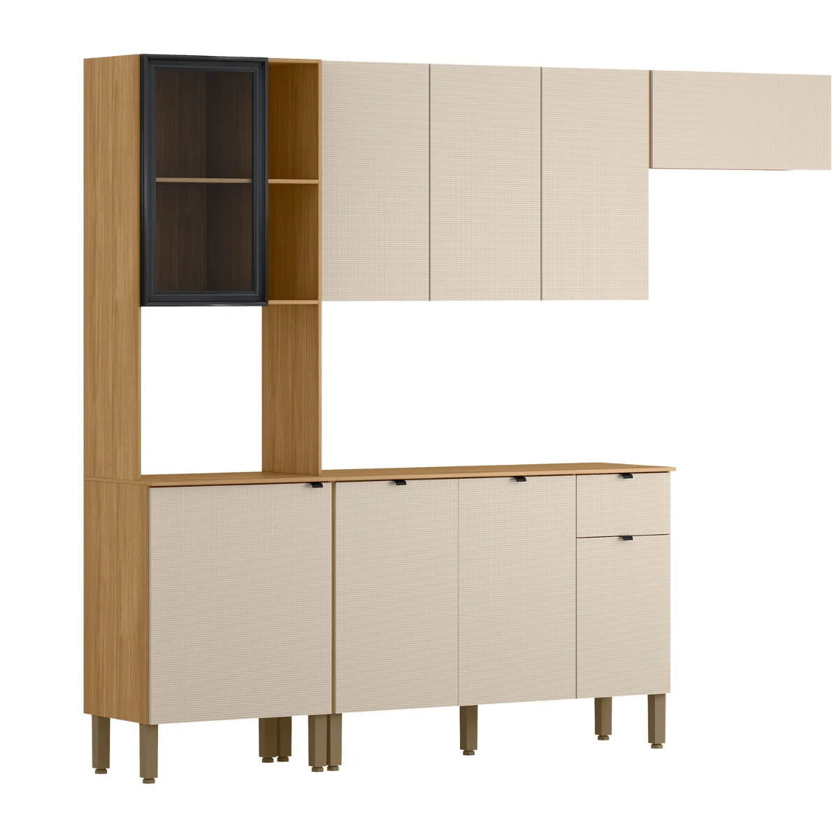 Kit Cozinha Compacta Vertical Plus Balcão 9 Portas 1 Gaveta 2 Peças  3039 - Kits Paraná